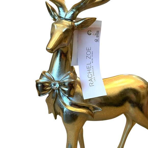 Rachel Zoe 18in Gold Reindeer with Rhinestone Bow Christmas Holiday Glam NEW - Picture 10 of 10